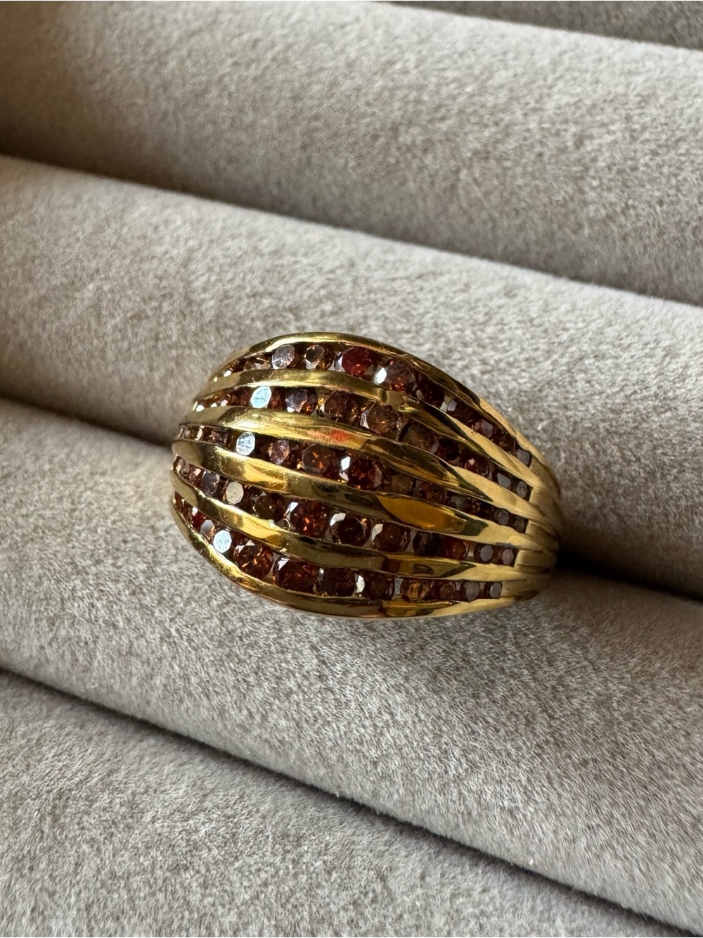 Luxuriant 1.50 CTW Lab Grown Red Diamond 18K Vermeil Ring Size 9.5